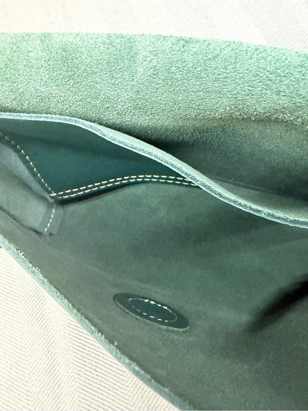 Portland leather Metro, mini Crossbody sea glass, green leather magnetic closure